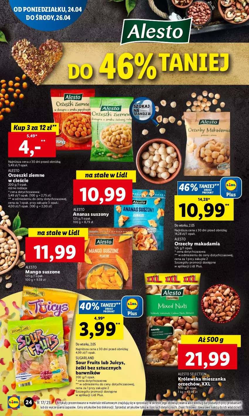 Gazetka promocyjna Lidl - GAZETKA - ważna 24.04 do 26.04.2023 - strona 34 - produkty: Ananas, Mango, Mango suszone, Orzeszki, Orzeszki ziemne