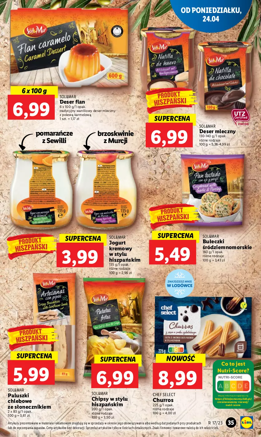 Gazetka promocyjna Lidl - GAZETKA - ważna 24.04 do 26.04.2023 - strona 45 - produkty: Brzoskwinie, Bułeczki, Chipsy, Chleb, Deser, Deser mleczny, Jogurt, Pomarańcze, Ser, Wazon