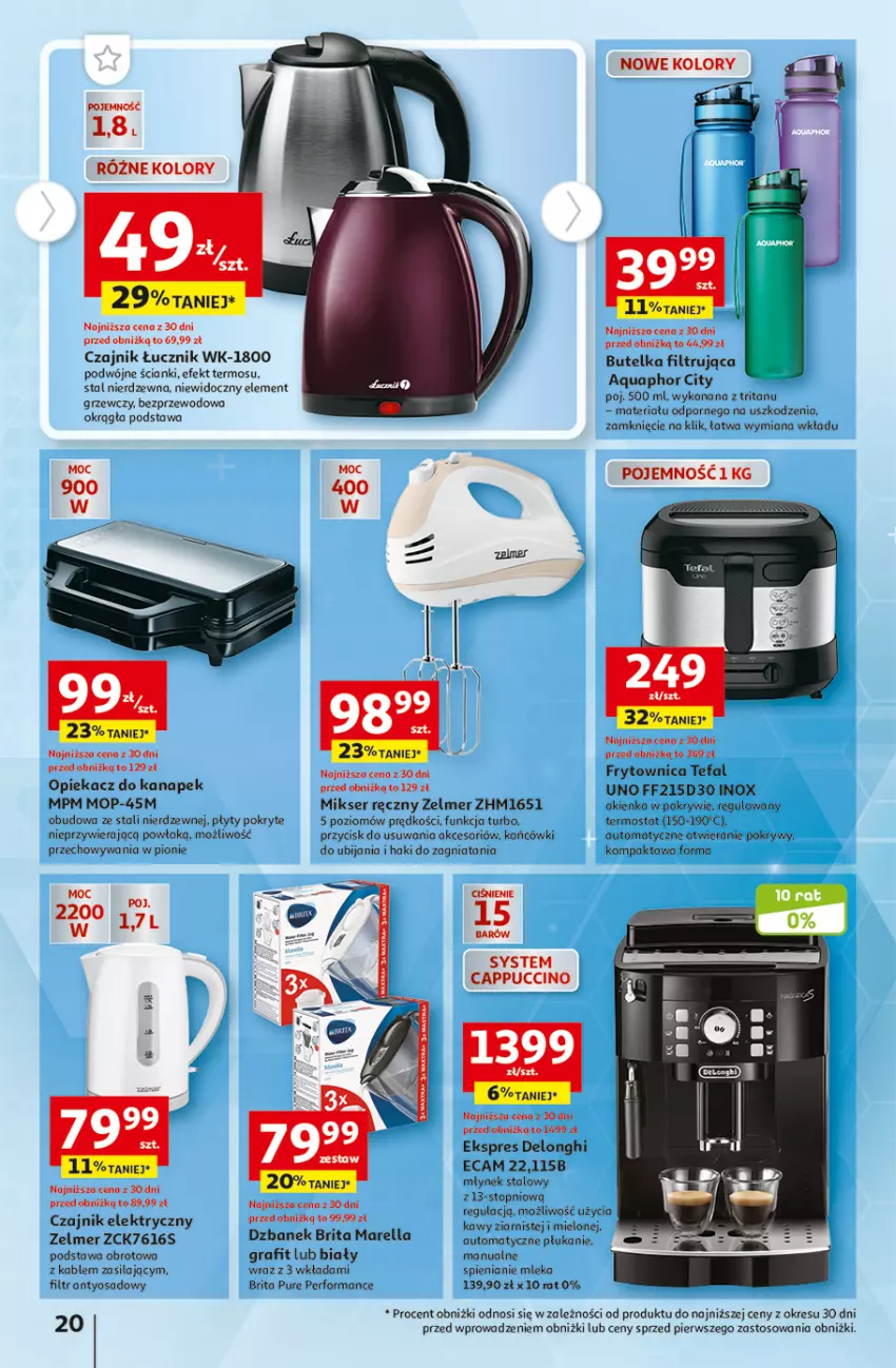 Gazetka promocyjna Auchan - Gazetka TANIE zakupy Hipermarket Auchan - ważna 24.08 do 30.08.2023 - strona 20 - produkty: Aquaphor, Brit, Brita, Cappuccino, Czajnik, Czajnik elektryczny, Dzbanek, Fa, Gra, Mikser, Mikser ręczny, Młynek, Mop, Opiekacz do kanapek, Por, Pur, Ser, Tefal, Termos, Top, Zelmer