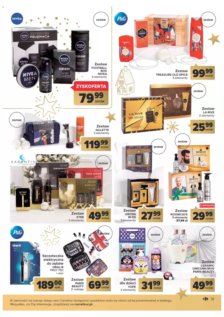 Gazetka promocyjna Carrefour - Gazetka Prezenty - ważna 08.11 do 26.11.2022 - strona 31 - produkty: Dzieci, Gillette, La Rive, Nivea, Old Spice, Str8, Szczoteczka, Yope