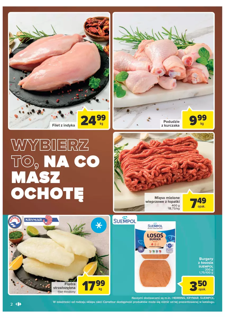 Gazetka promocyjna Carrefour - Gazetka Targ świeżości - ważna 21.06 do 27.06.2022 - strona 2 - produkty: Burger, Kurczak, Mięso, Mięso mielone, Suempol