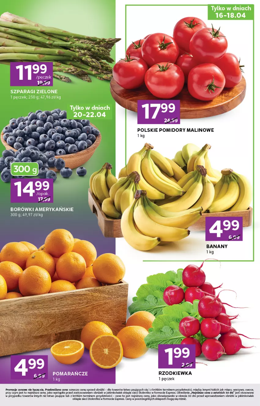 Gazetka promocyjna Stokrotka - Stokrotka Express - ważna 16.04 do 22.04.2026 - strona 2 - produkty: Banany, Mięso, Owoce, Pomidory, Rzodkiewka, Warzywa
