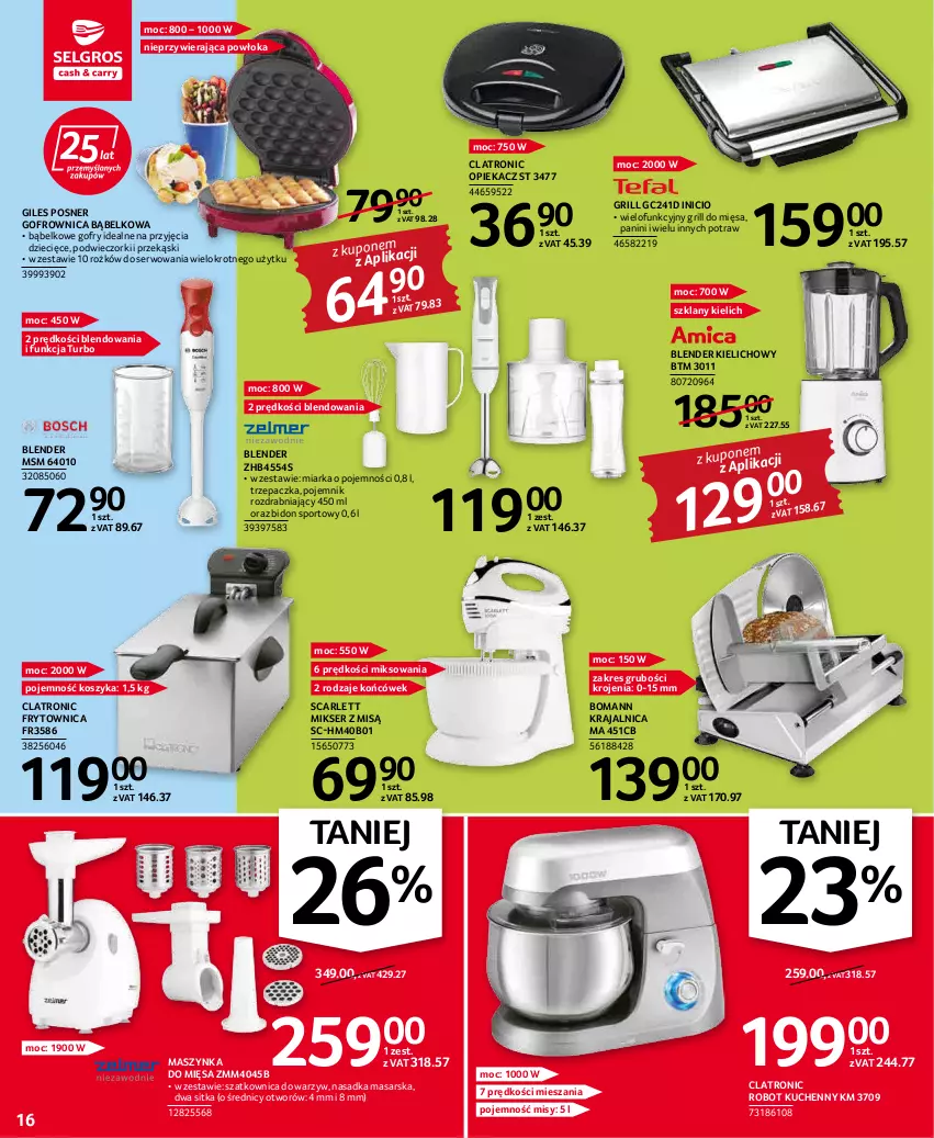 Gazetka promocyjna Selgros - Oferta przemysłowa - ważna 19.04 do 04.05.2022 - strona 16 - produkty: Blender, Dzieci, Gofrownica, Gofry, Grill, Kosz, Maszynka, Miarka, Mikser, Mikser z misą, Pojemnik, Por, Robot, Ser, Sport, Szatkownica, Szynka, Trzepaczka