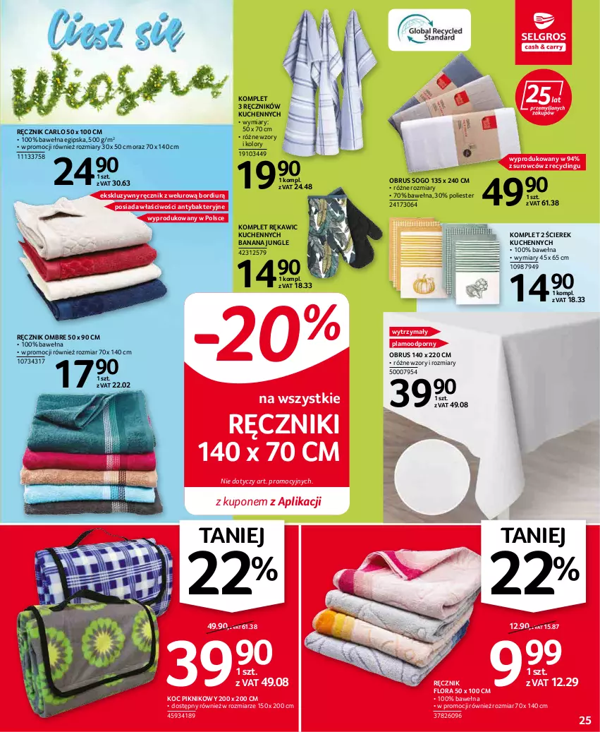 Gazetka promocyjna Selgros - Oferta przemysłowa - ważna 19.04 do 04.05.2022 - strona 25 - produkty: Clin, Flora, Koc, Obrus, Por, Ręcznik, Wełna