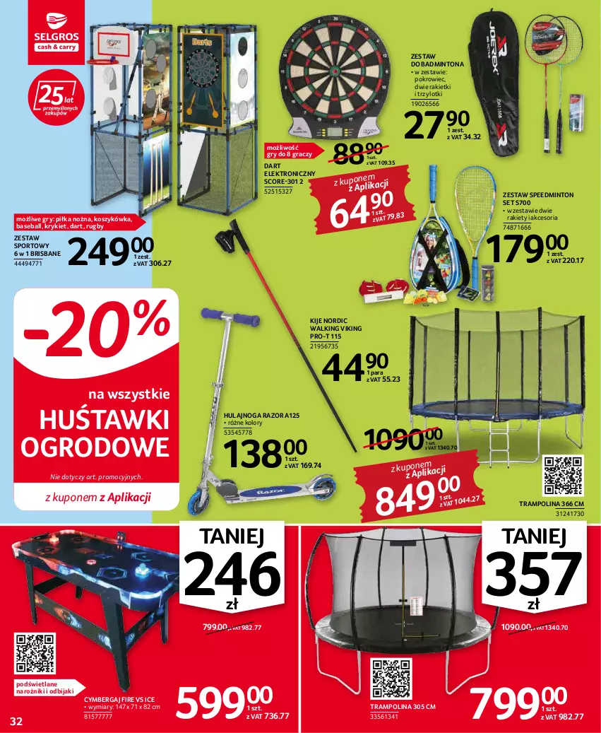 Gazetka promocyjna Selgros - Oferta przemysłowa - ważna 19.04 do 04.05.2022 - strona 32 - produkty: Dart elektroniczny, Gra, Gry, Hulajnoga, Kije, Kosz, Narożnik, Noż, Piłka nożna, Pokrowiec, Por, Sport