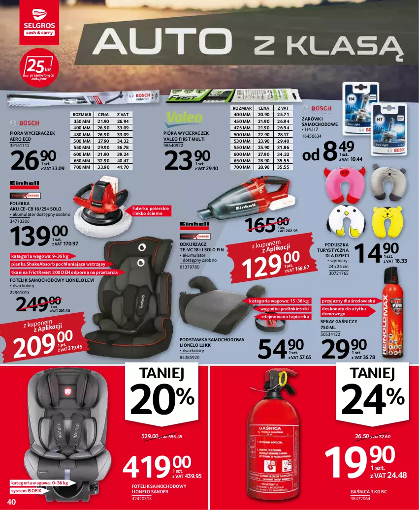 Gazetka promocyjna Selgros - Oferta przemysłowa - ważna 19.04 do 04.05.2022 - strona 40 - produkty: Akumulator, Dzieci, Fotel, Fotelik, Fotelik samochodowy, Gaśnica, Lion, Odkurzacz, Podstawka samochodowa, Poduszka, Por, Tapicerka