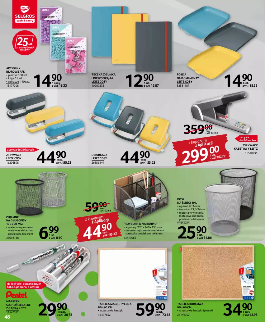 Gazetka promocyjna Selgros - Oferta przemysłowa - ważna 19.04 do 04.05.2022 - strona 48 - produkty: Biurko, Biuro, Długopis, Haczyk, Kosz, Lakier, Marker, Papier, Pojemnik, Półka, Sok