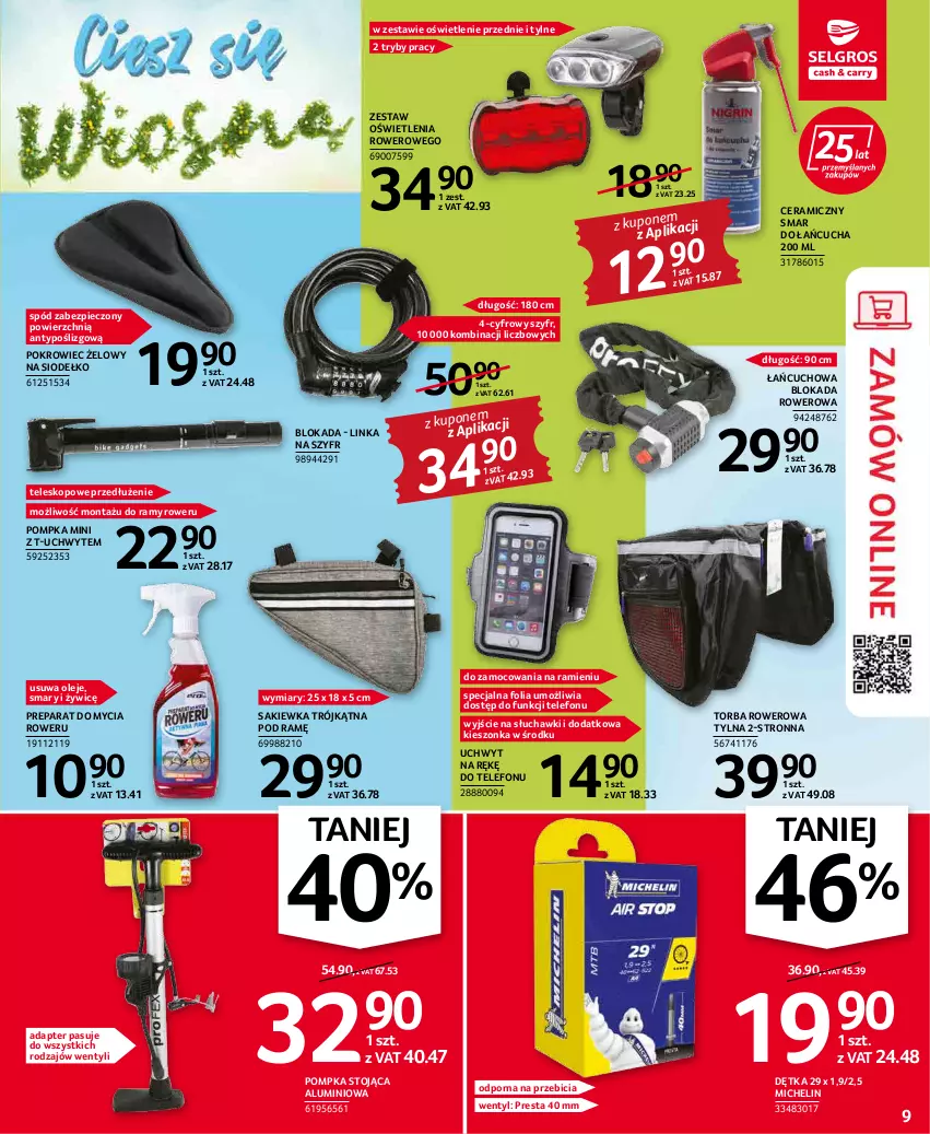 Gazetka promocyjna Selgros - Oferta przemysłowa - ważna 19.04 do 04.05.2022 - strona 9 - produkty: BIC, Inka, Michelin, Olej, Piec, Pokrowiec, Pompka, Por, Rower, Słuchawki, Telefon, Teleskop, Torba