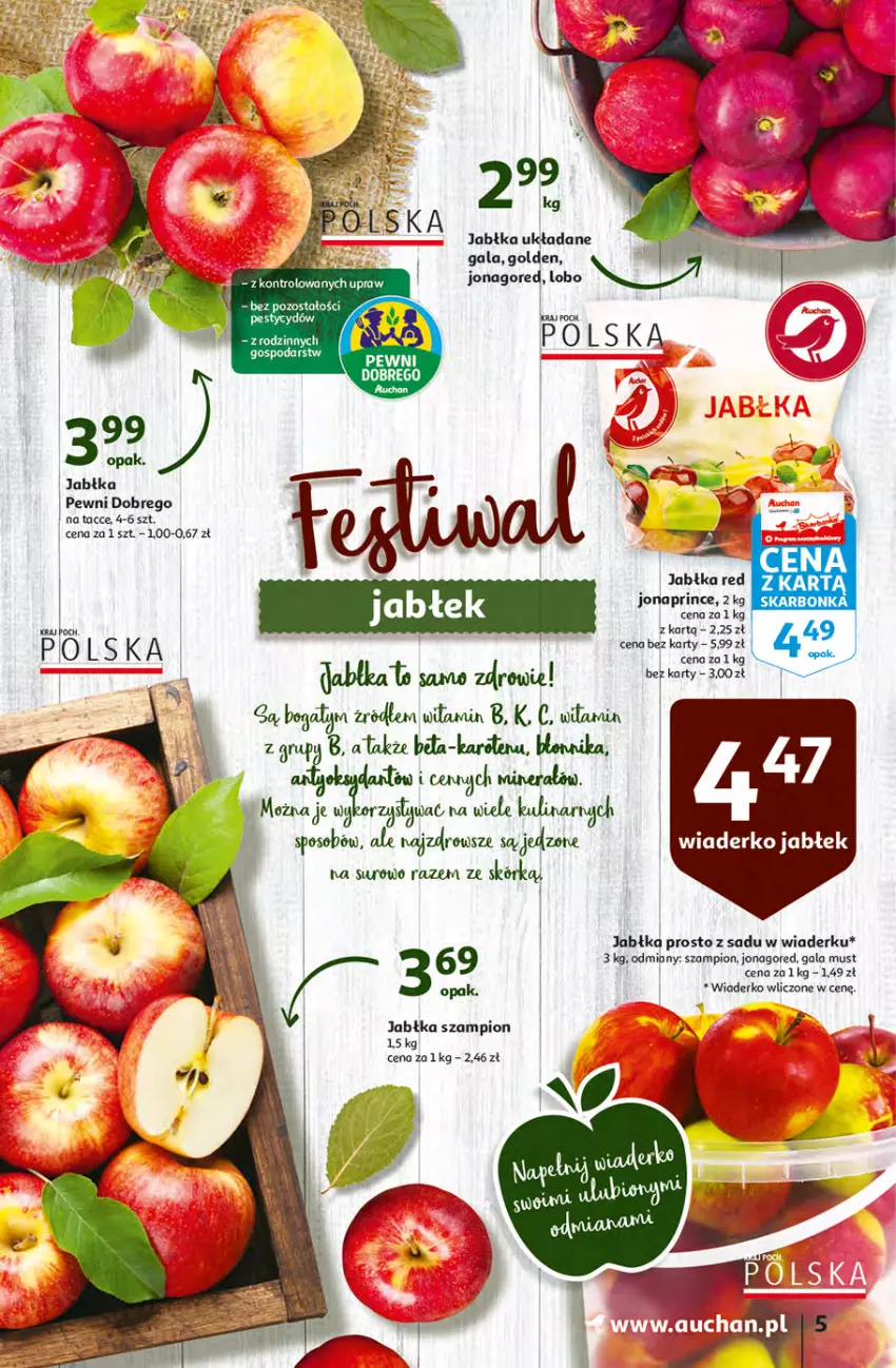 Gazetka promocyjna Auchan - Hiperoszczędzanie z Kartą Skarbonka 2 Hipermarkety - ważna 14.10 do 20.10.2021 - strona 5 - produkty: Gala, Jabłka, Mus, Szampion, Zdrowie