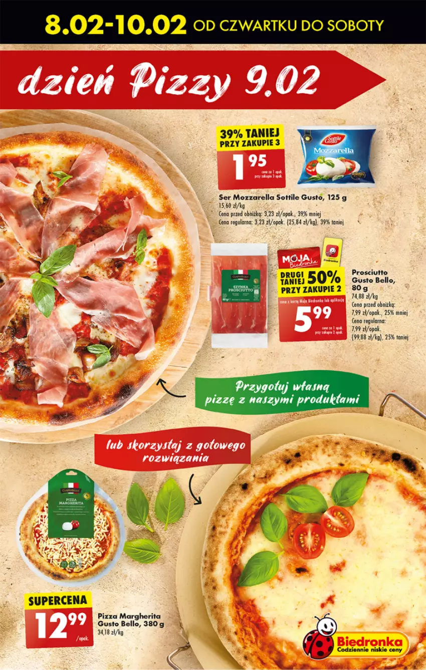 Gazetka promocyjna Biedronka - Od czwartku - ważna 08.02 do 14.02.2024 - strona 45 - produkty: Bell, Mozzarella, Pizza, Pizza margherita, Prosciutto, Ser