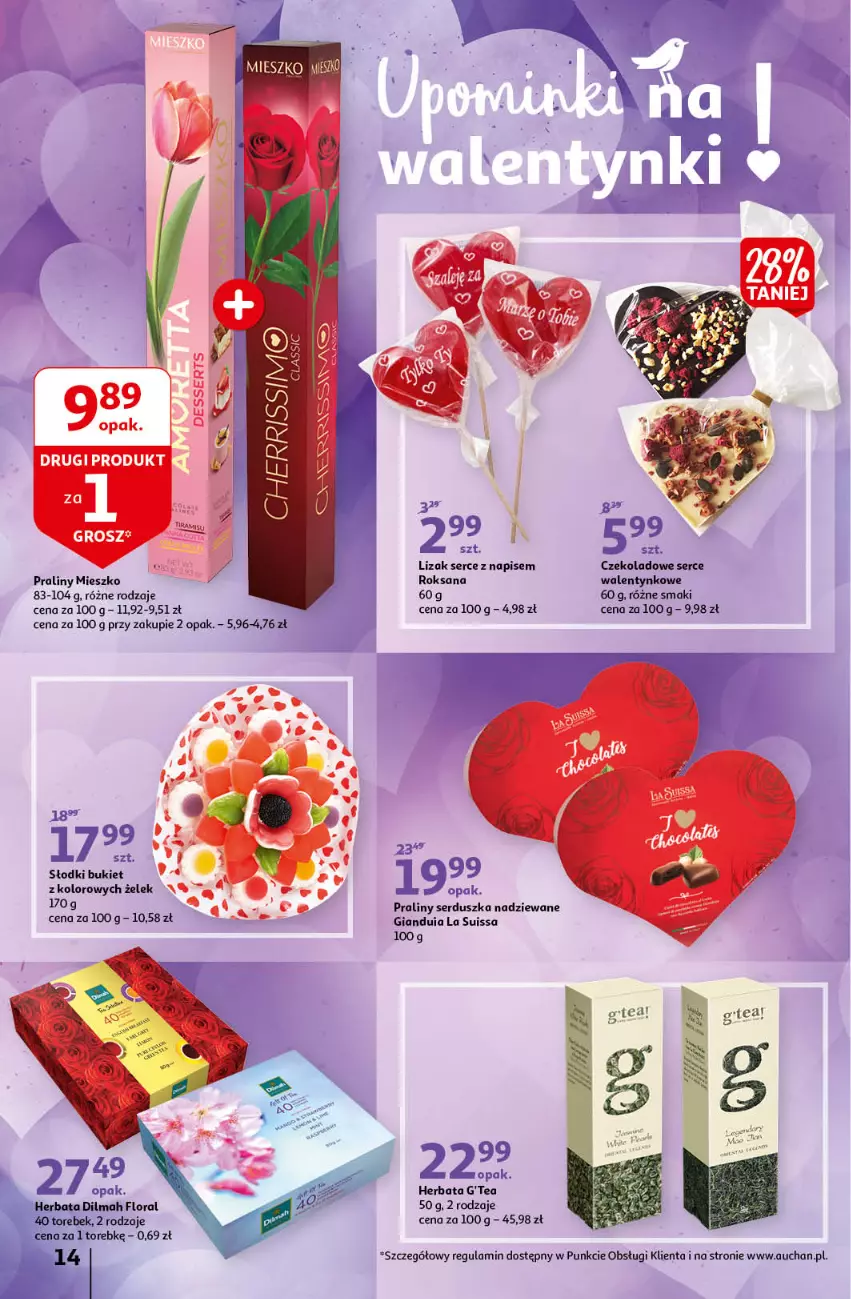 Gazetka promocyjna Auchan - przeNISKIE CENY na przebojowe marki Hipermarkety - ważna 10.02 do 16.02.2022 - strona 14 - produkty: Bukiet, Dilmah, Flora, Herbata, Praliny, Ser