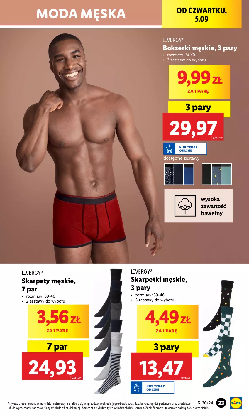 Gazetka promocyjna Lidl - GAZETKA - ważna 02.09 do 07.09.2024 - strona 29 - produkty: Bokserki, Karp, Moda, Ser, Skarpetki, Sok