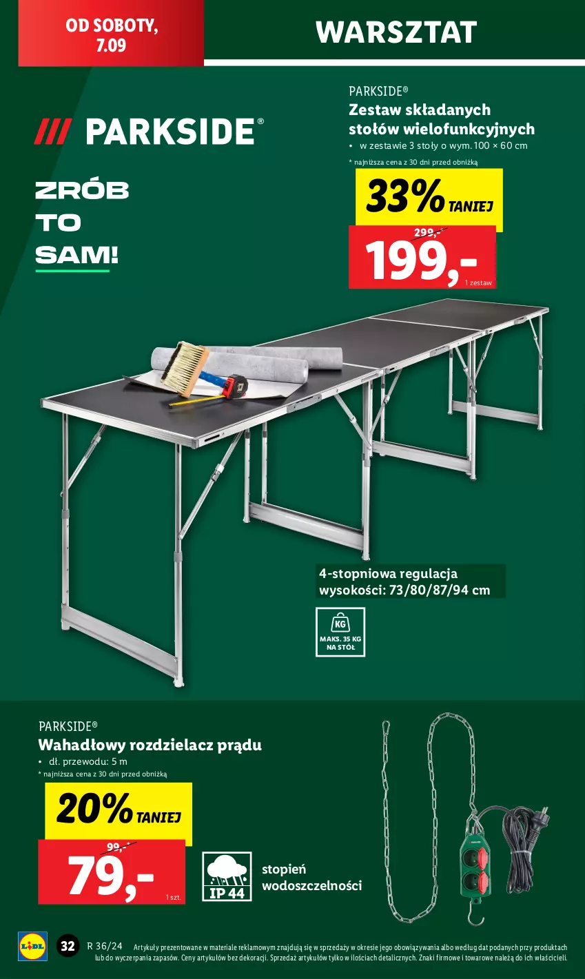 Gazetka promocyjna Lidl - GAZETKA - ważna 02.09 do 07.09.2024 - strona 40 - produkty: Parkside, Sok, Stół, Top