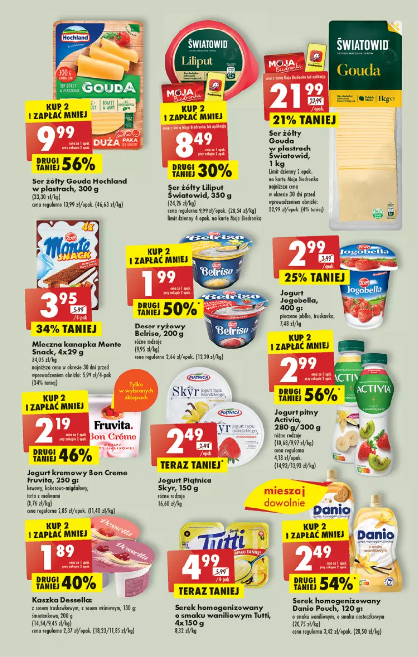 Gazetka promocyjna Biedronka - ważna 24.04 do 29.04.2023 - strona 29 - produkty: Activia, Bell, Bella, Danio, Dron, Gin, Gouda, Hochland, Jogobella, Jogurt, Jogurt pitny, Kokos, LG, Mleczna kanapka, Monte, Piątnica, Piec, Ser, Serek, Serek homogenizowany, Sos, Tera