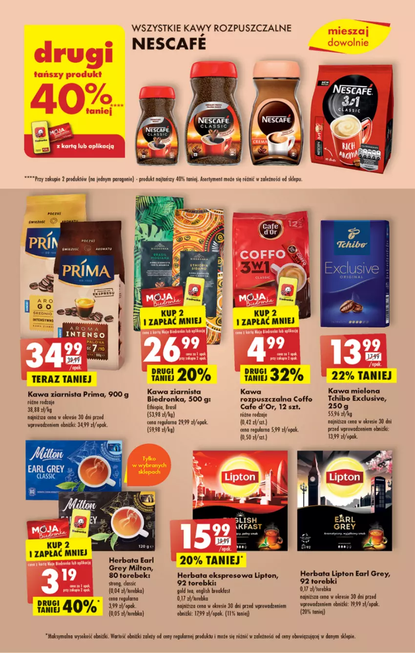 Gazetka promocyjna Biedronka - ważna 24.04 do 29.04.2023 - strona 35 - produkty: Dron, Earl Grey, Herbata, Kawa, Kawa mielona, Kawa ziarnista, LG, Lipton, Sok, Tchibo, Tera, Torebka