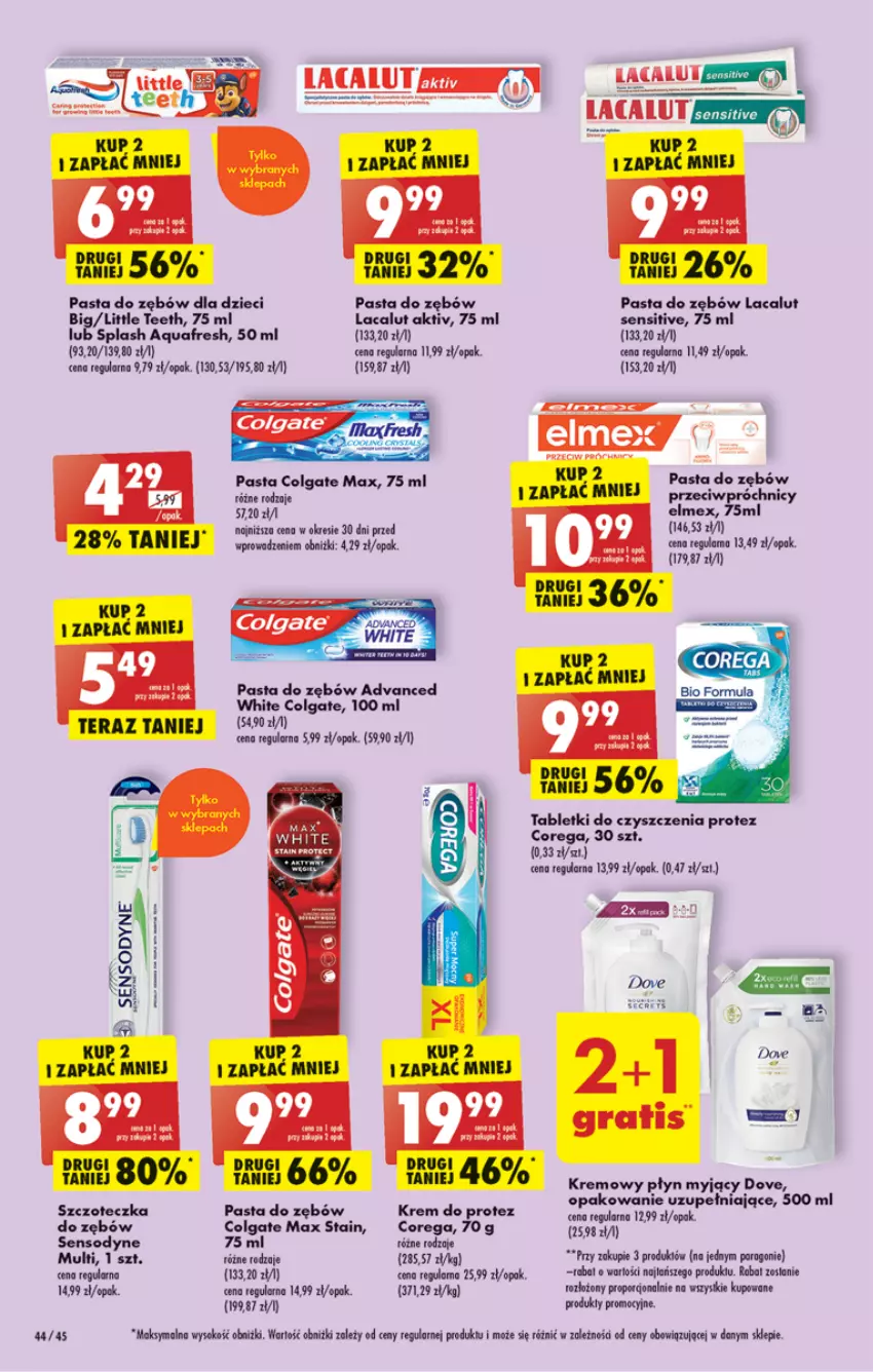 Gazetka promocyjna Biedronka - ważna 24.04 do 29.04.2023 - strona 44 - produkty: Aquafresh, Colgate, Corega, Dove, Dzieci, Fa, Gra, Lacalut, LG, Pasta do zębów, Por, Sensodyne, Sok, Szczoteczka, Tablet, Tera