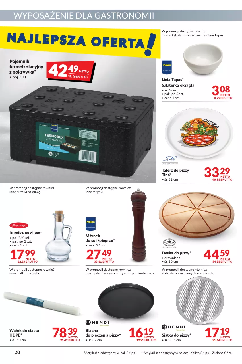 Gazetka promocyjna Makro - [Oferta promocyjna] Artykuły spożywcze i przemysłowe - ważna 25.01 do 07.02.2022 - strona 20 - produkty: Blacha do pieczenia, Butelka na oliwę, Młynek, Piec, Pieprz, Pojemnik, Salaterka, Ser, Siatka, Talerz, Wałek, Wałek do ciasta