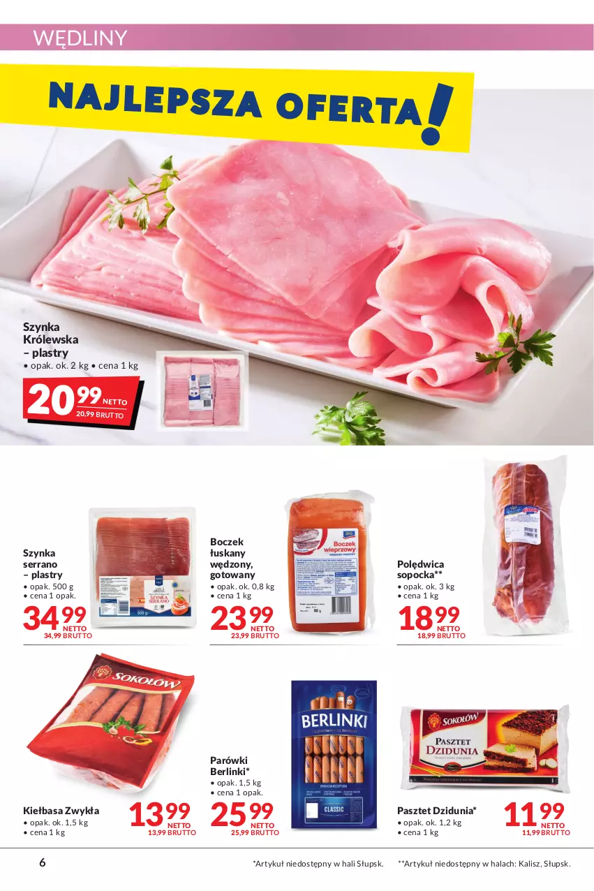 Gazetka promocyjna Makro - [Oferta promocyjna] Artykuły spożywcze i przemysłowe - ważna 25.01 do 07.02.2022 - strona 6 - produkty: Berlinki, Boczek, Kiełbasa, Parówki, Pasztet, Polędwica, Ser, Szynka, Szynka Królewska