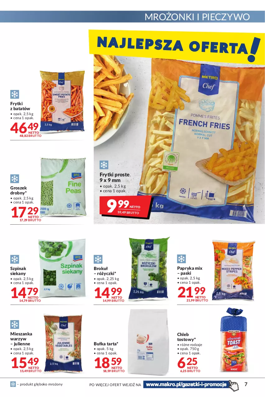 Gazetka promocyjna Makro - [Oferta promocyjna] Artykuły spożywcze i przemysłowe - ważna 25.01 do 07.02.2022 - strona 7 - produkty: Bułka, Bułka tarta, Chleb, Chleb tostowy, Frytki, Frytki z batatów, Groszek, Mieszanka warzyw, Papryka, Piec, Pieczywo, Szpinak, Tarta