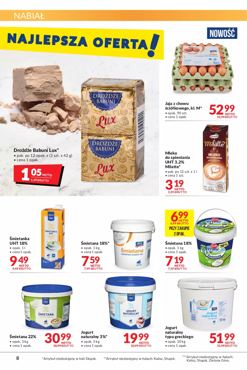 Gazetka promocyjna Makro - [Oferta promocyjna] Artykuły spożywcze i przemysłowe - ważna 25.01 do 07.02.2022 - strona 8 - produkty: Babuni, Drożdże, Jaja, Jogurt, Jogurt naturalny, Mleko