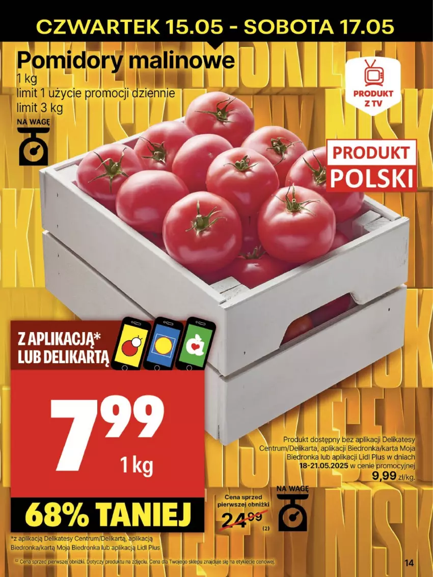 Gazetka promocyjna Delikatesy Centrum - Franczyza DC20 Czwartek - ważna 15.05 do 21.05.2025 - strona 14 - produkty: Dron, Pomidory, Rum