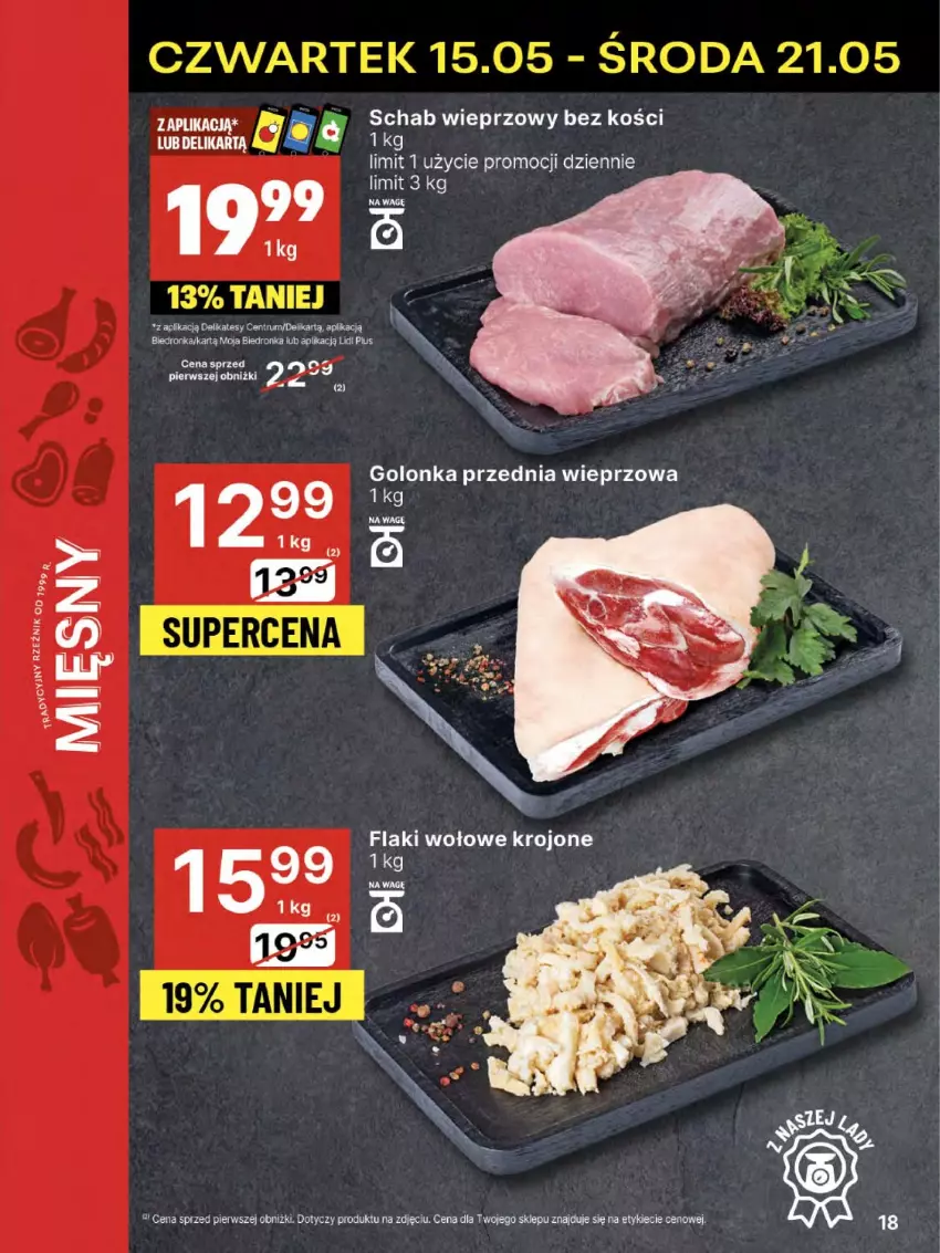 Gazetka promocyjna Delikatesy Centrum - Franczyza DC20 Czwartek - ważna 15.05 do 21.05.2025 - strona 18 - produkty: Dron, Flaki, Flaki wołowe, Rum, Schab wieprzowy