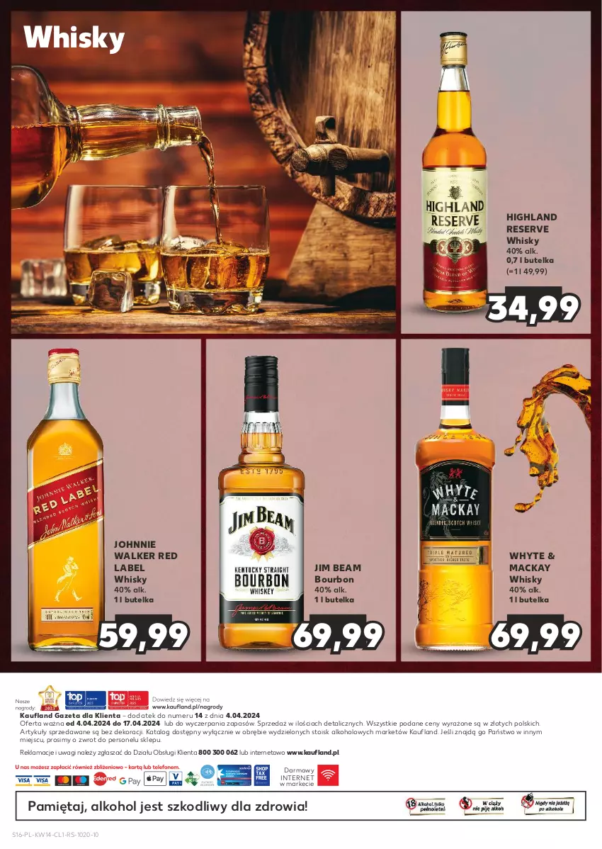 Gazetka promocyjna Kaufland - Barek Kauflandu - ważna 04.04 do 17.04.2024 - strona 16 - produkty: Bourbon, Jim Beam, Johnnie Walker, Mięta, Ser, Wagi, Whisky