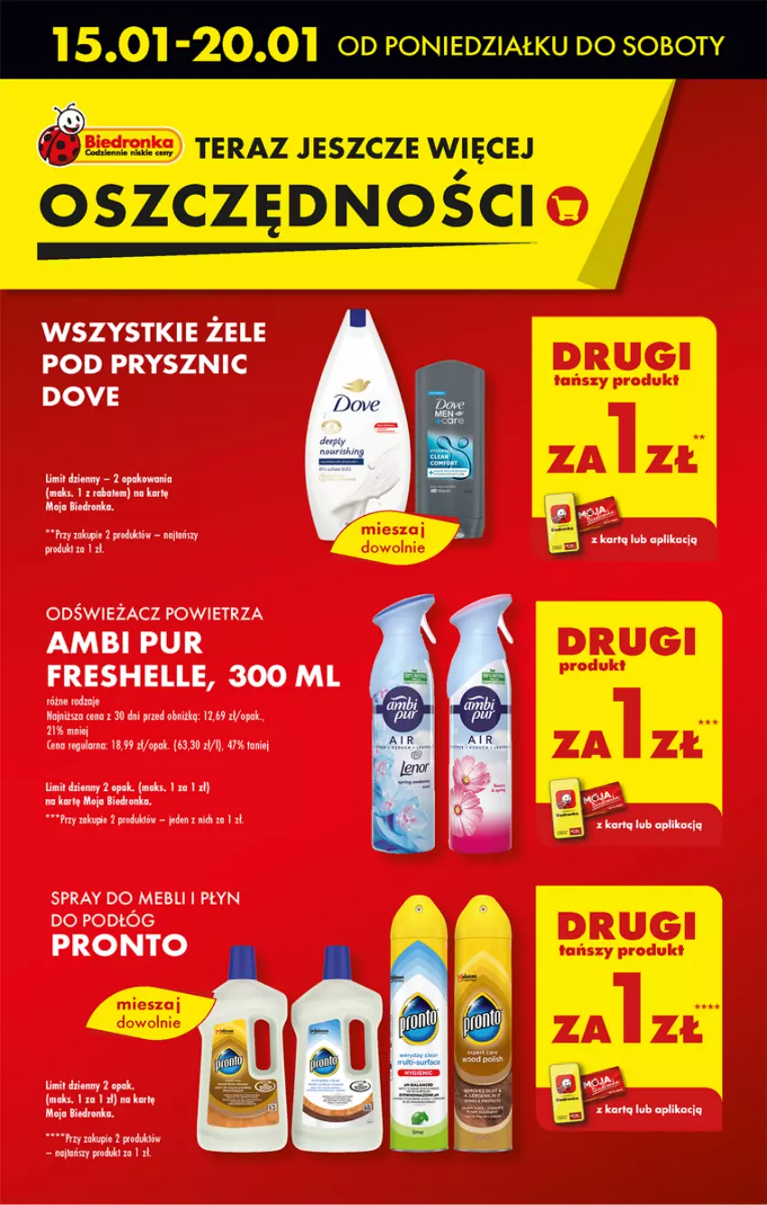 Gazetka promocyjna Biedronka - Od poniedzialku - ważna 15.01 do 20.01.2024 - strona 17 - produkty: Ambi Pur, Dove, Dron, Fa, Odświeżacz powietrza, Pronto, Pur, Tera