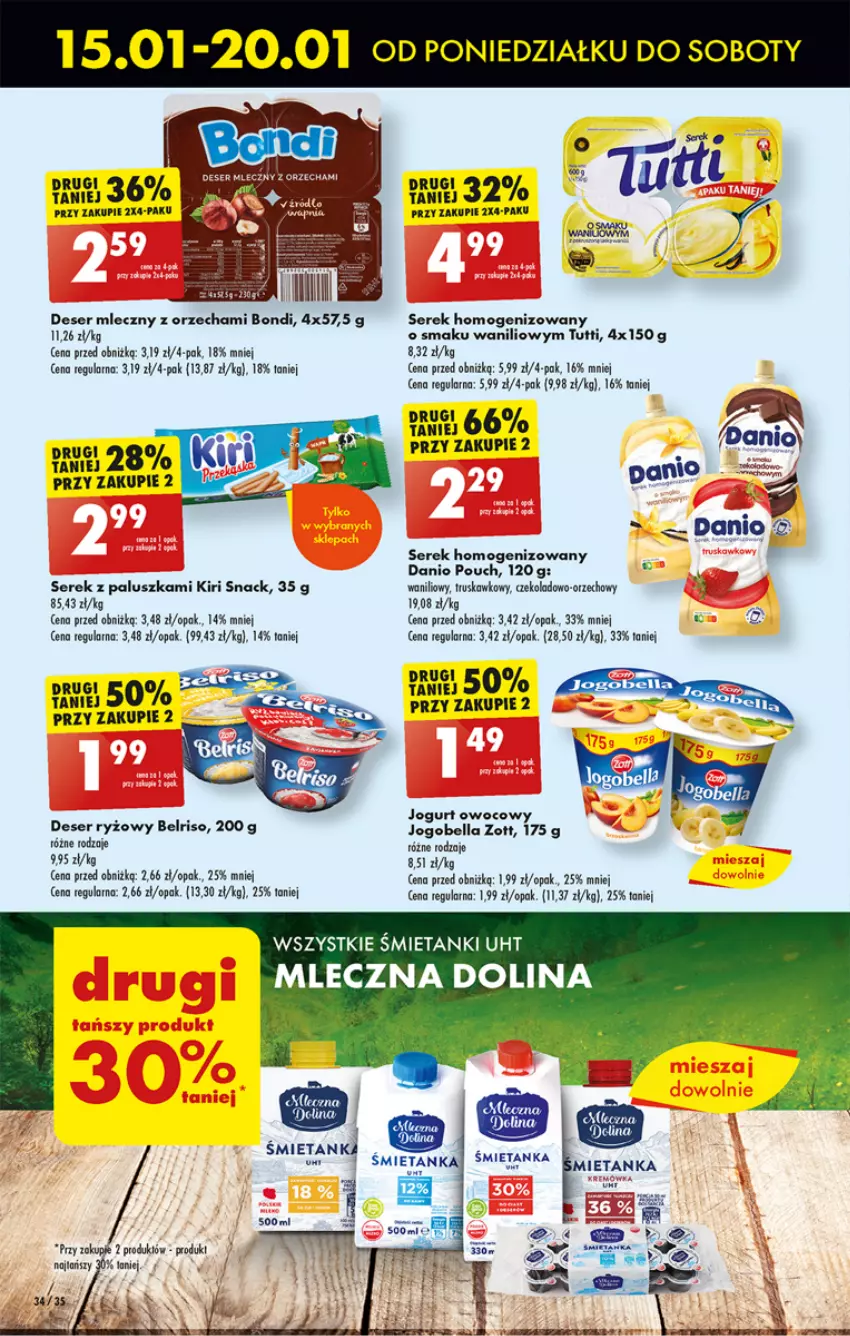 Gazetka promocyjna Biedronka - Od poniedzialku - ważna 15.01 do 20.01.2024 - strona 38 - produkty: Bell, Bella, Danio, Deser, Deser mleczny, Jogobella, Jogurt, Jogurt owocowy, Ryż, Ser, Serek, Serek homogenizowany, Zott