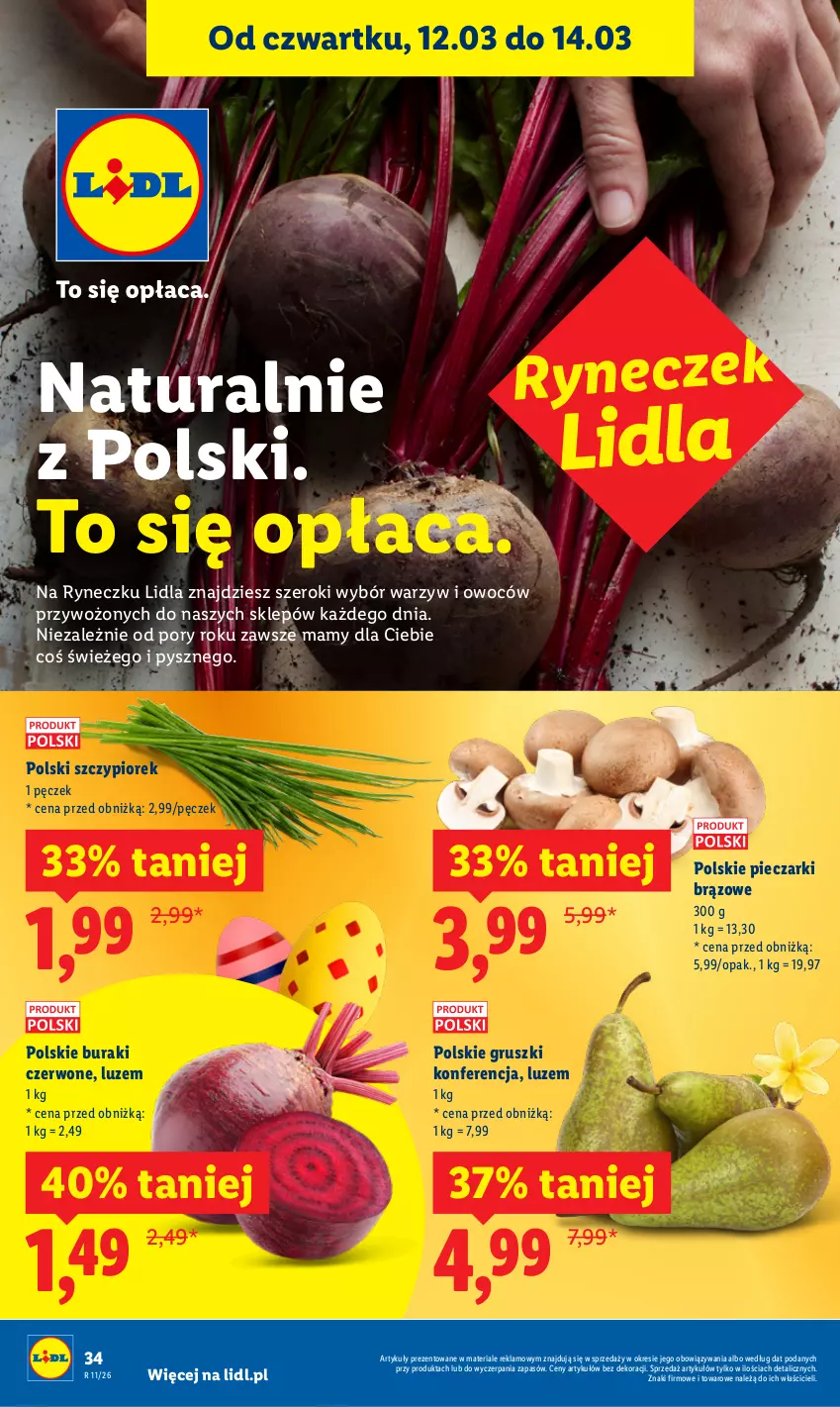 Gazetka promocyjna Lidl - GAZETKA - ważna 12.03 do 14.03.2026 - strona 36 - produkty: Buraki, Gruszki, O nas, Piec, Por