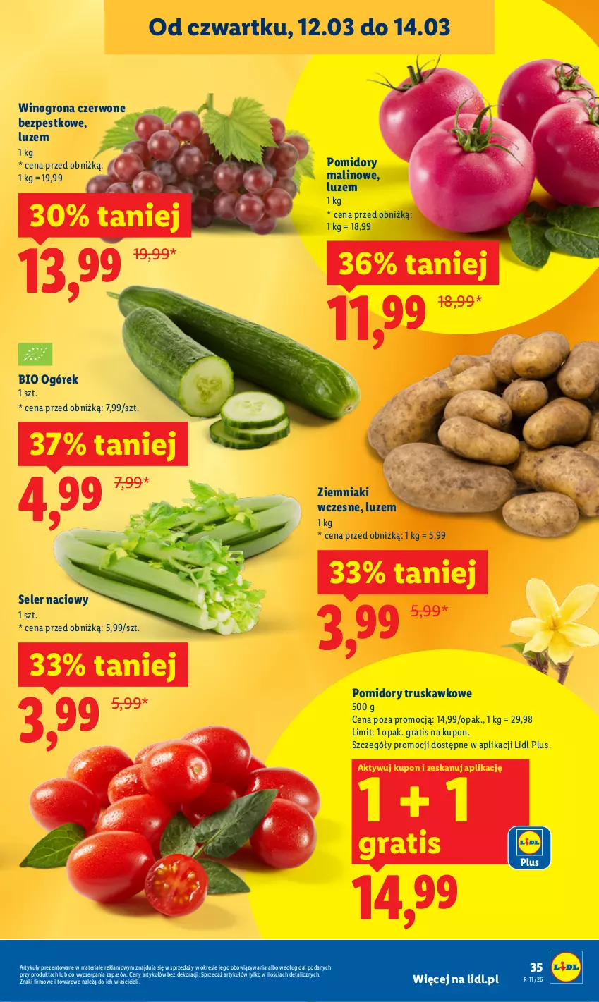 Gazetka promocyjna Lidl - GAZETKA - ważna 12.03 do 14.03.2026 - strona 37 - produkty: Gra, Ogórek, Pomidory, Seler naciowy, Wino, Winogrona, Ziemniaki