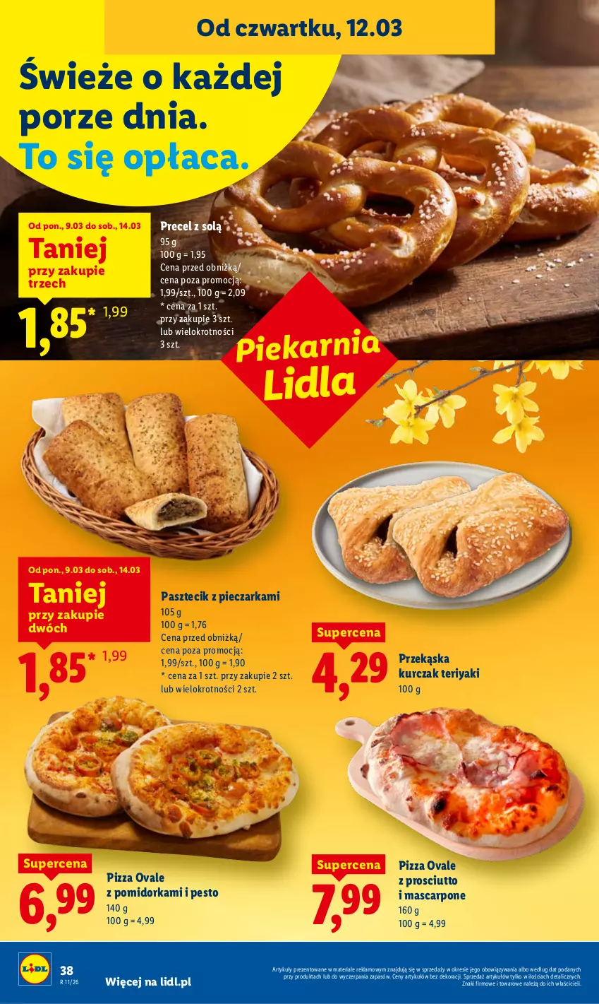 Gazetka promocyjna Lidl - GAZETKA - ważna 12.03 do 14.03.2026 - strona 40 - produkty: Kurczak, Mascarpone, Orka, Pasztecik z pieczarkami, Pesto, Piec, Pieczarka, Pizza, Por, Prosciutto