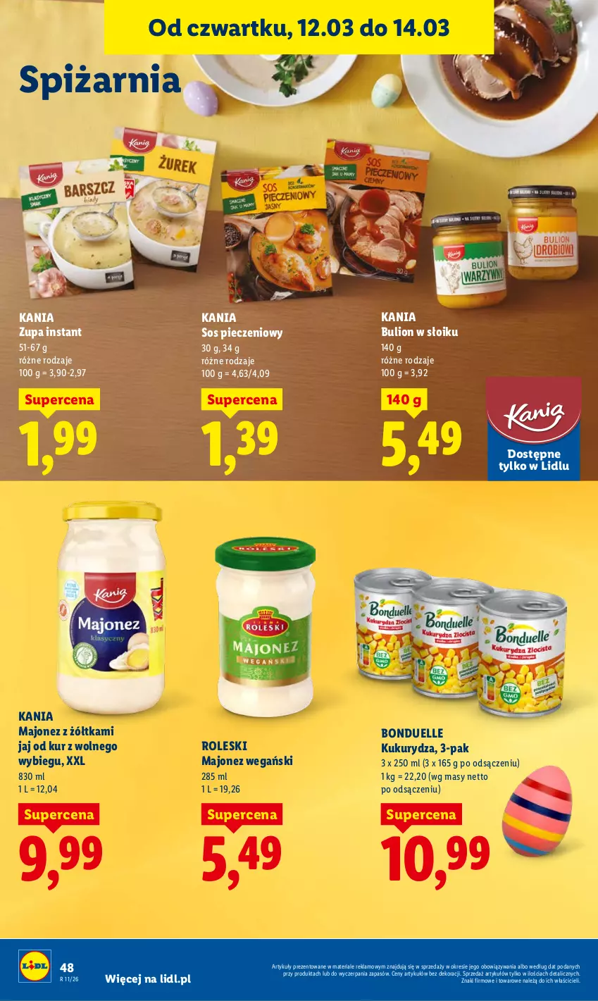 Gazetka promocyjna Lidl - GAZETKA - ważna 12.03 do 14.03.2026 - strona 50 - produkty: Bonduelle, Bulion, Kukurydza, Lion, Majonez, Piec, Sos, Sos pieczeniowy, Zupa