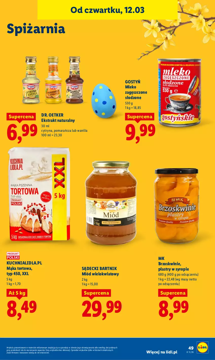 Gazetka promocyjna Lidl - GAZETKA - ważna 12.03 do 14.03.2026 - strona 51 - produkty: Brzoskwinie, Dr. Oetker, Kuchnia, Mąka, Mąka tortowa, Miód, Mleko, Mleko zagęszczone, Syrop