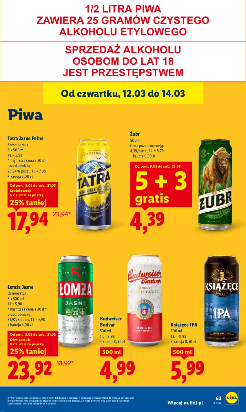 Gazetka promocyjna Lidl - GAZETKA - ważna 12.03 do 14.03.2026 - strona 65 - produkty: Gra, Książęce, Piwa, Ser, Tatra