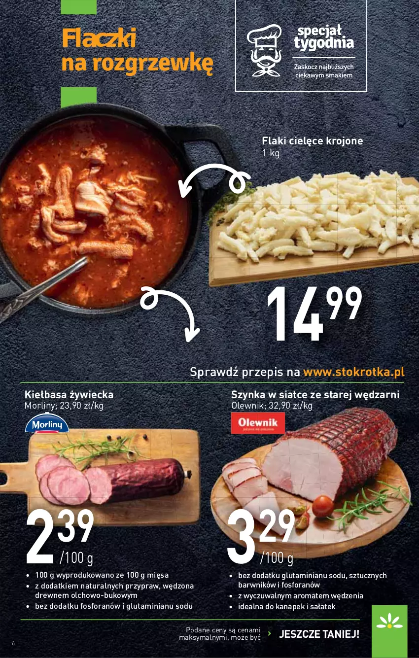 Gazetka promocyjna Stokrotka - Supermarket - ważna 01.04 do 07.04.2021 - strona 6 - produkty: Flaki, Kiełbasa, Morliny, Olewnik, Sałat, Szynka