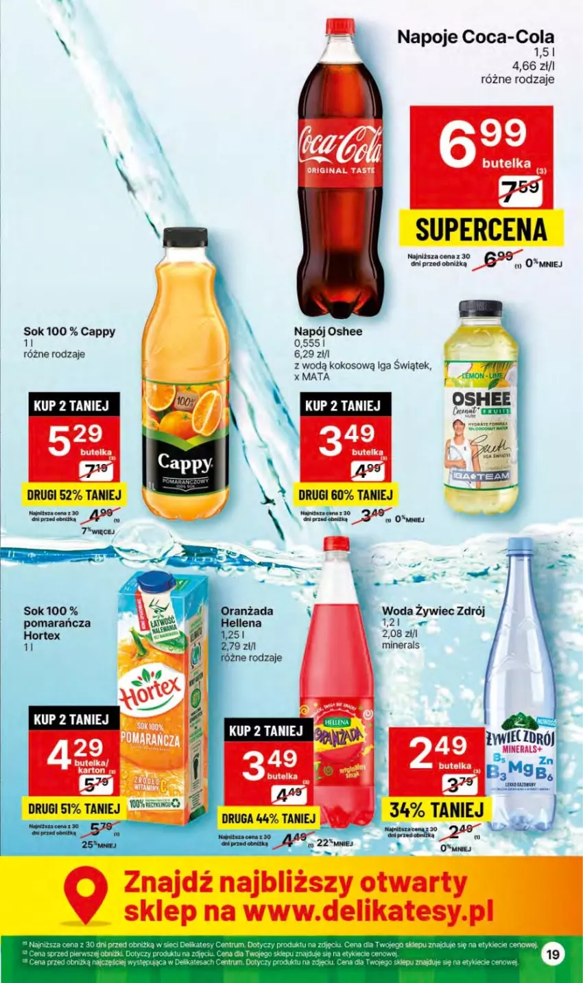 Gazetka promocyjna Delikatesy Centrum - Dyskontowe ceny w Delikatesach Centrum - ważna 18.01 do 24.01.2024 - strona 19 - produkty: Cappy, Coca-Cola, Hellena, Hortex, JBL, Kokos, Napój, Napoje, Oranżada, Oshee, Sok, Woda