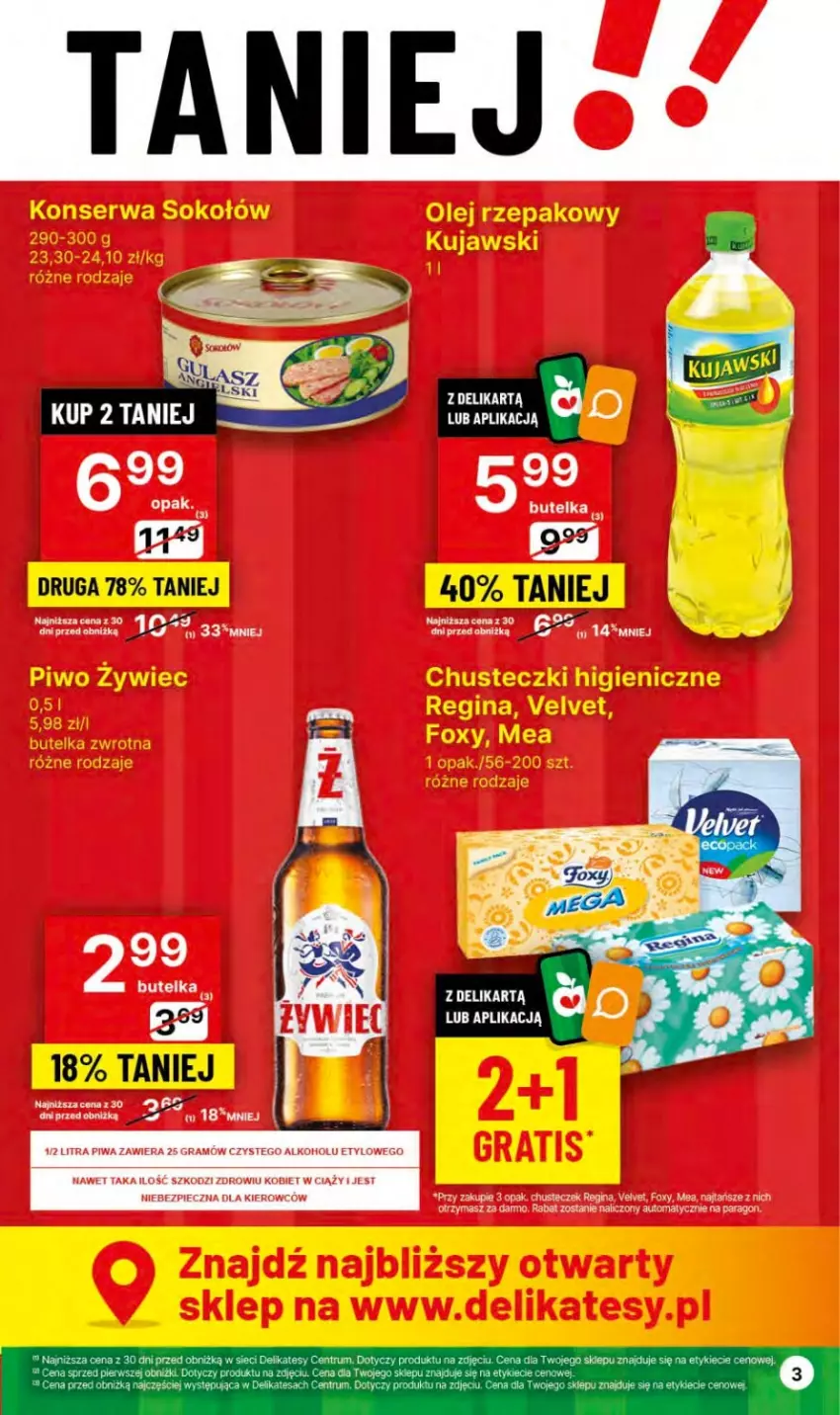 Gazetka promocyjna Delikatesy Centrum - Dyskontowe ceny w Delikatesach Centrum - ważna 18.01 do 24.01.2024 - strona 3 - produkty: Foxy, Gin, Gra, Piec, Piwa, Velvet