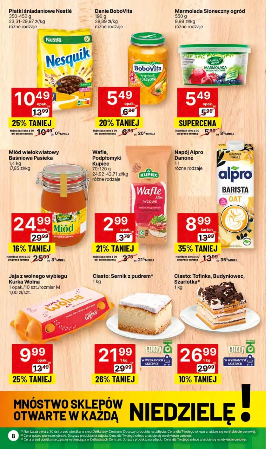 Gazetka promocyjna Delikatesy Centrum - Dyskontowe ceny w Delikatesach Centrum - ważna 18.01 do 24.01.2024 - strona 8 - produkty: Alpro, BoboVita, Danio, Danone, Inka, Jaja, Jaja z wolnego wybiegu, Kupiec, Marmolada, Miód, Mola, Napój, Ogród, Piec, Ser, Szarlotka, Wafle