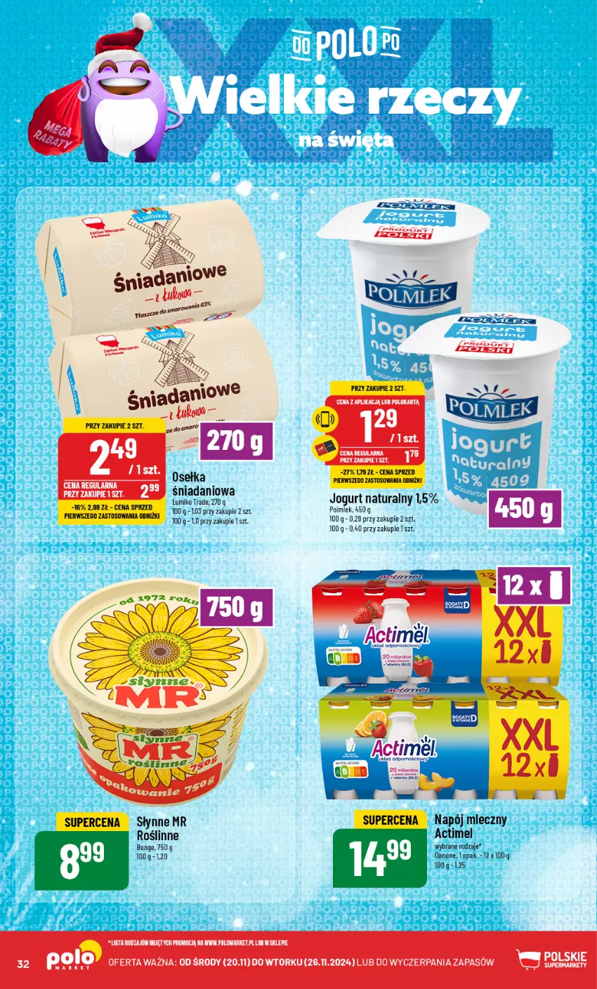 Gazetka promocyjna PoloMarket - Gazetka pomocyjna - ważna 20.11 do 26.11.2024 - strona 32 - produkty: Actimel, Danio, Danone, Jogurt, Jogurt naturalny, Napój, Napój mleczny, Polmiek, Słynne