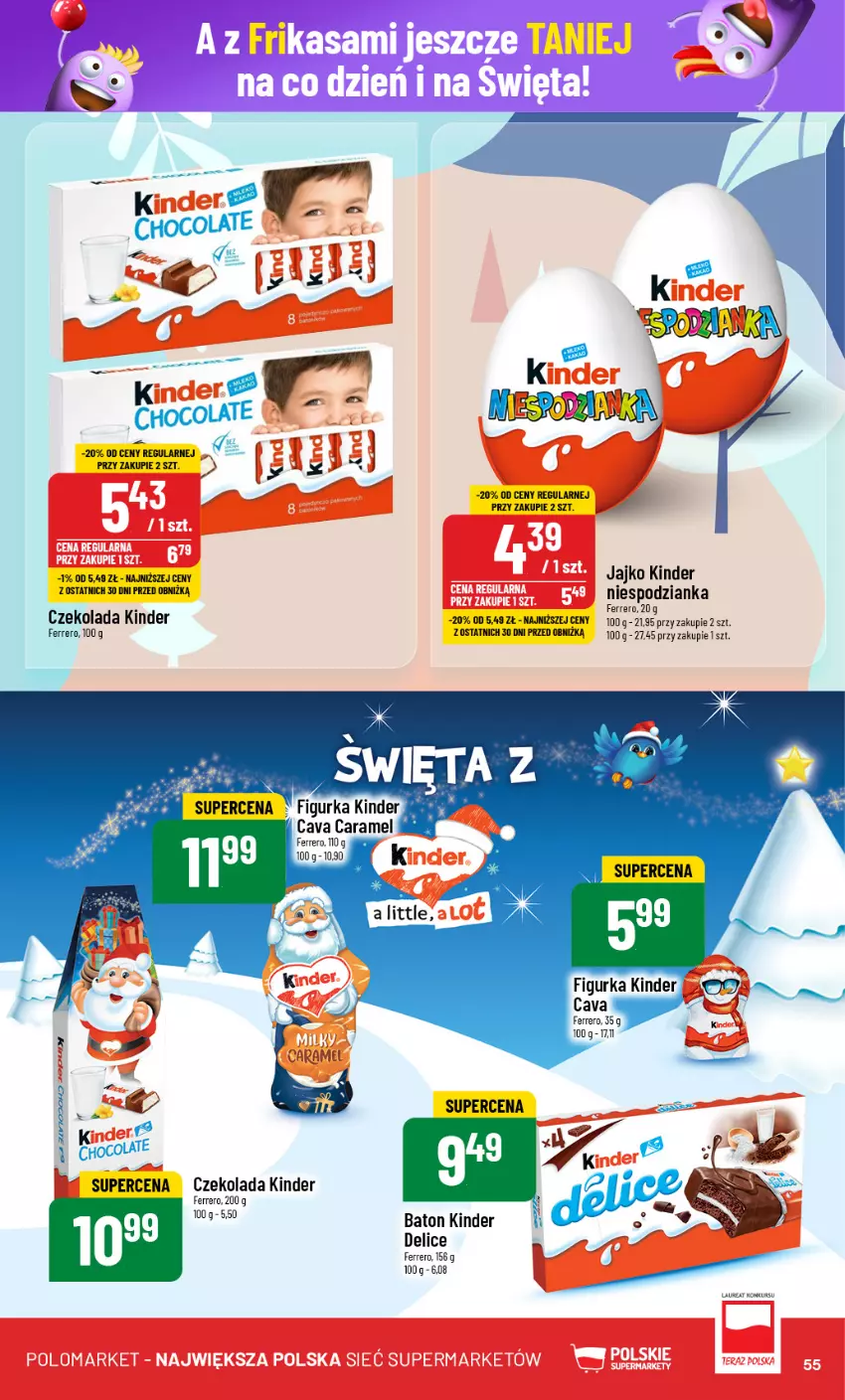 Gazetka promocyjna PoloMarket - Gazetka pomocyjna - ważna 20.11 do 26.11.2024 - strona 55 - produkty: Baton, Czekolada, Ferrero, Kinder