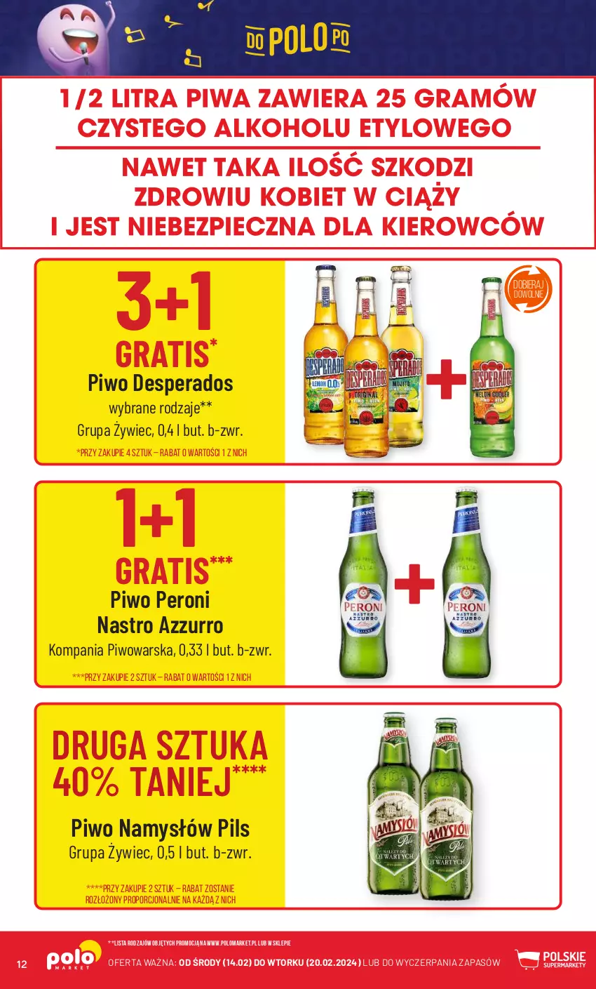 Gazetka promocyjna PoloMarket - Gazetka pomocyjna - ważna 14.02 do 20.02.2024 - strona 12 - produkty: Desperados, Gra, Namysłów, Piwo, Por