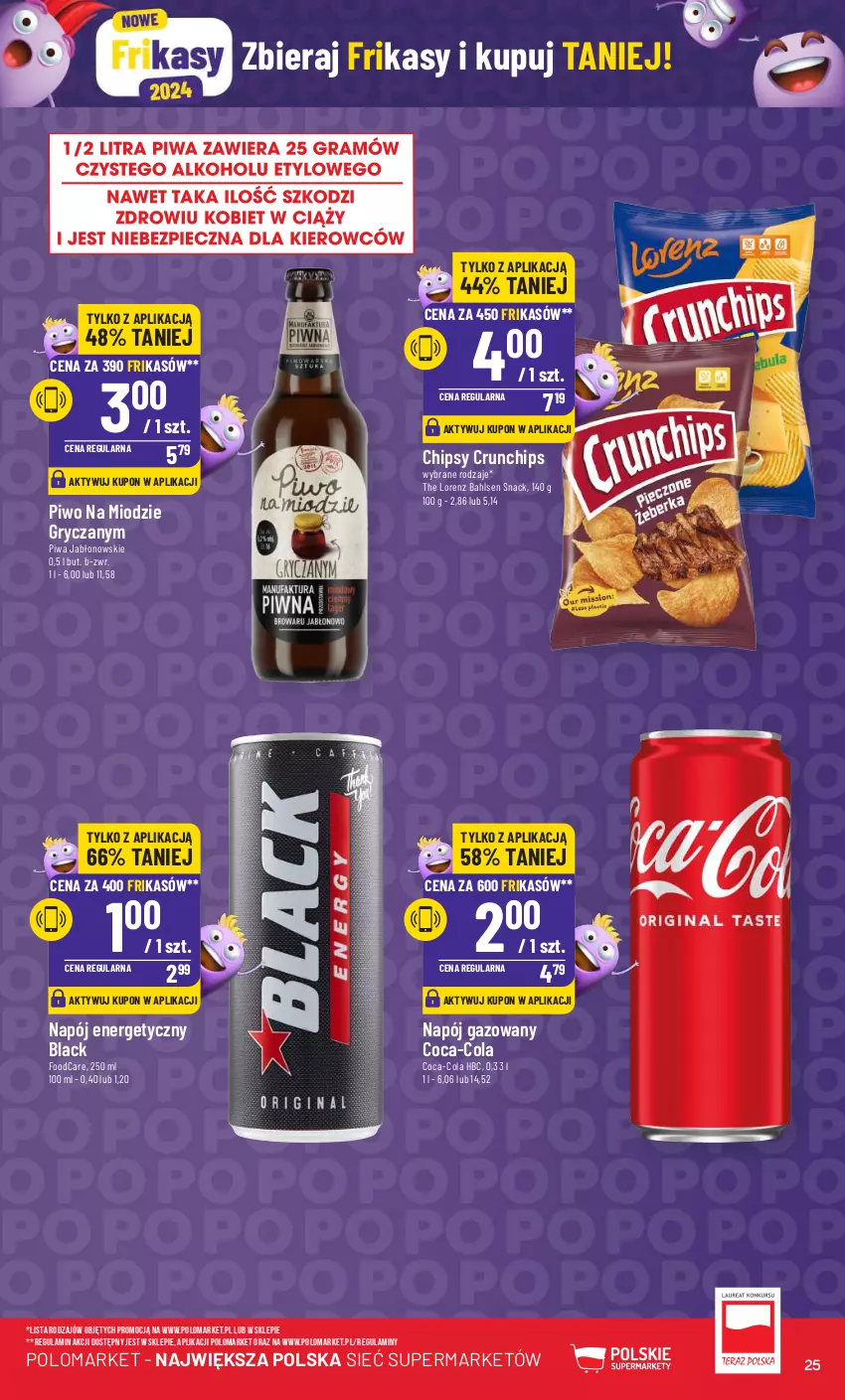 Gazetka promocyjna PoloMarket - Gazetka pomocyjna - ważna 14.02 do 20.02.2024 - strona 25 - produkty: Chipsy, Coca-Cola, Crunchips, Gry, Lack, Lorenz, Napój, Napój energetyczny, Napój gazowany, Piwa, Piwo