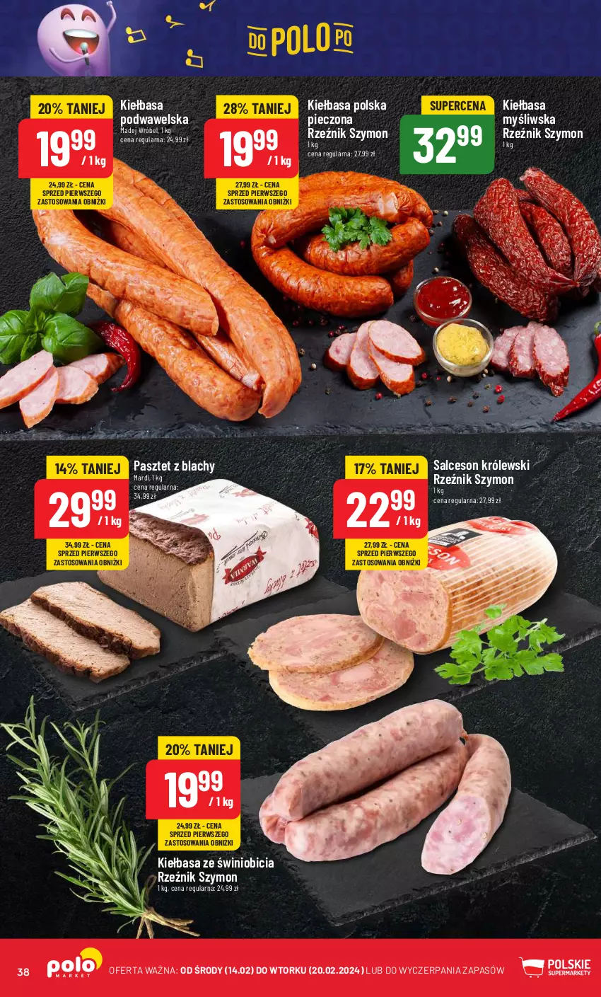 Gazetka promocyjna PoloMarket - Gazetka pomocyjna - ważna 14.02 do 20.02.2024 - strona 38 - produkty: BIC, Kiełbasa, Królewski, Madej Wróbel, Pasztet, Piec, Salceson, Wawel