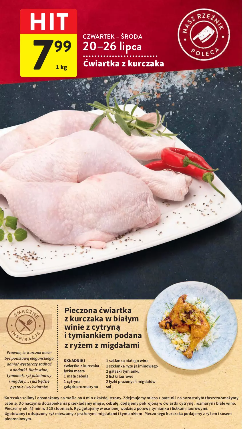 Gazetka promocyjna Intermarche - Gazetka Intermarche - ważna 20.07 do 26.07.2023 - strona 18 - produkty: Cebula, Kurczak, Laur, Mięso, Migdały, Piec, Ryż, Sól, Sos, Szklanka, Top, Wino