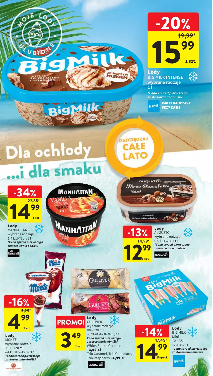 Gazetka promocyjna Intermarche - Gazetka Intermarche - ważna 20.07 do 26.07.2023 - strona 28 - produkty: Big Milk, Lody, Monte