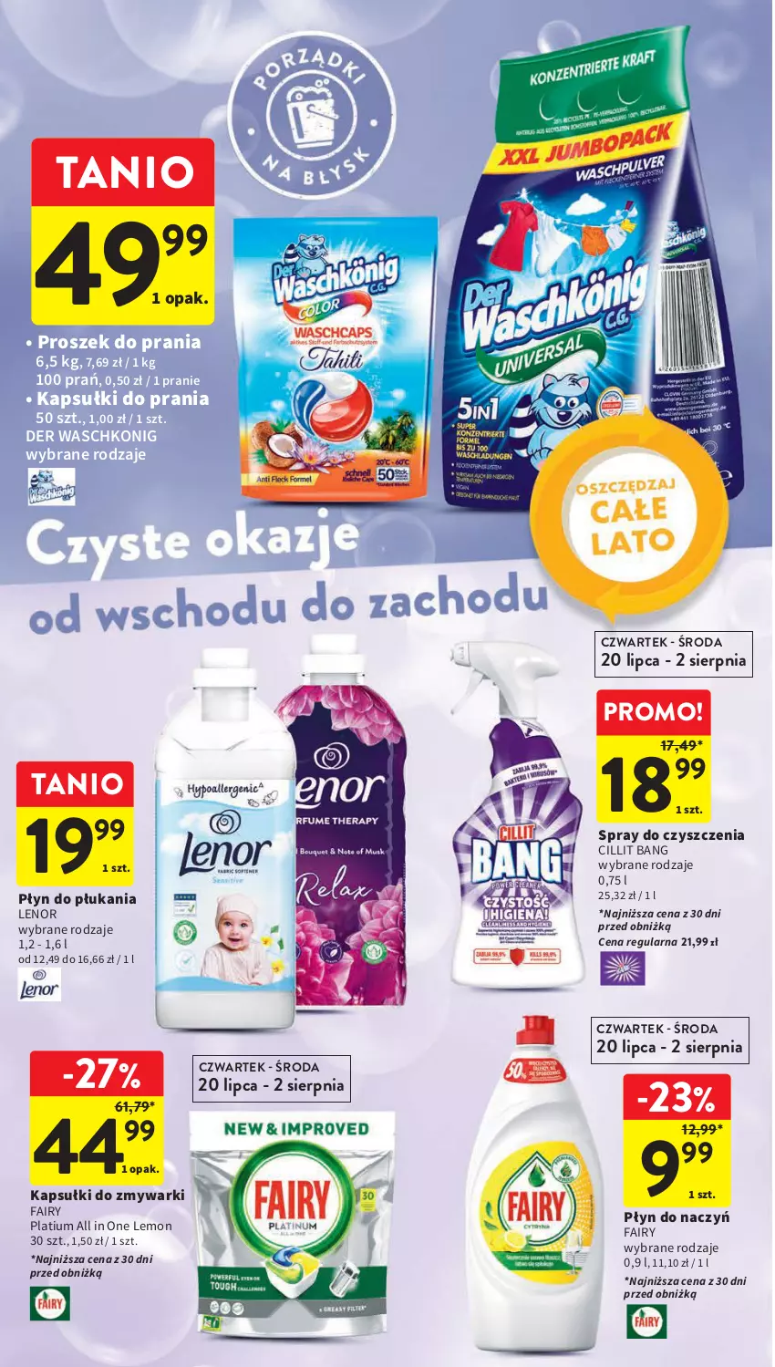 Gazetka promocyjna Intermarche - Gazetka Intermarche - ważna 20.07 do 26.07.2023 - strona 34 - produkty: Cillit Bang, Fa, Fairy, Kapsułki do prania, Lenor, Płyn do płukania, Proszek do prania, Spray do czyszczenia, Zmywarki