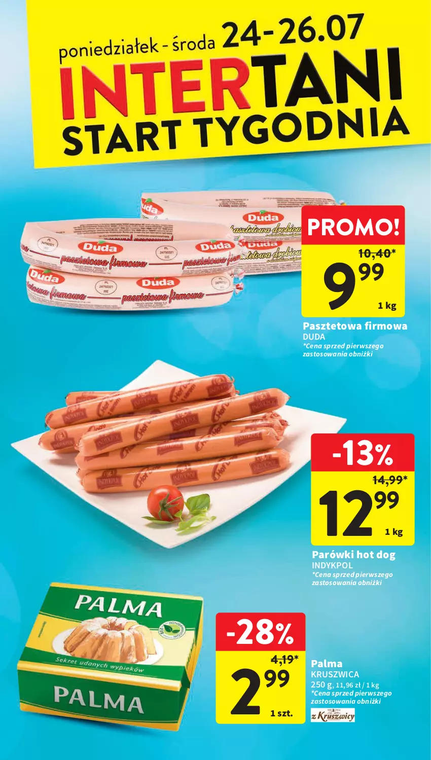 Gazetka promocyjna Intermarche - Gazetka Intermarche - ważna 20.07 do 26.07.2023 - strona 38 - produkty: Duda, Hot dog, Palma, Parówki, Parówki hot dog, Pasztet