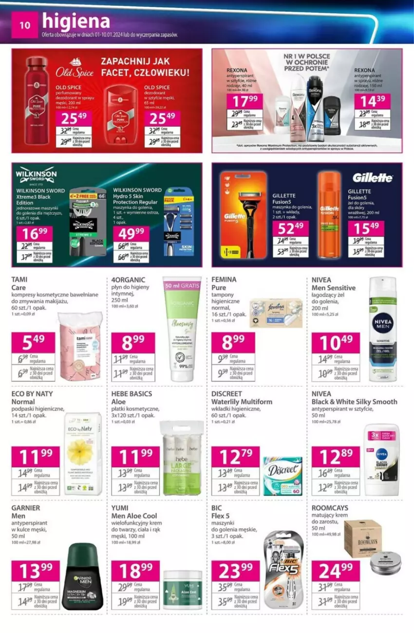 Gazetka promocyjna Hebe - ważna 01.01 do 10.01.2024 - strona 2 - produkty: Antyperspirant, Discreet, Fusion, Garnier, Gillette, Nivea, Pur, Rexona