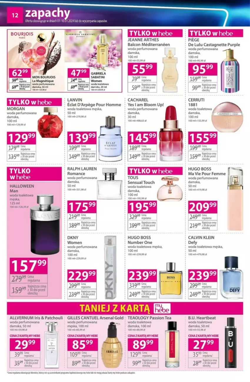 Gazetka promocyjna Hebe - ważna 01.01 do 10.01.2024 - strona 4 - produkty: Alcon, Cacharel, Calvin Klein, Cerruti, Hugo Boss, Perfum, Pur, Sensual, Woda, Woda perfumowana, Woda toaletowa